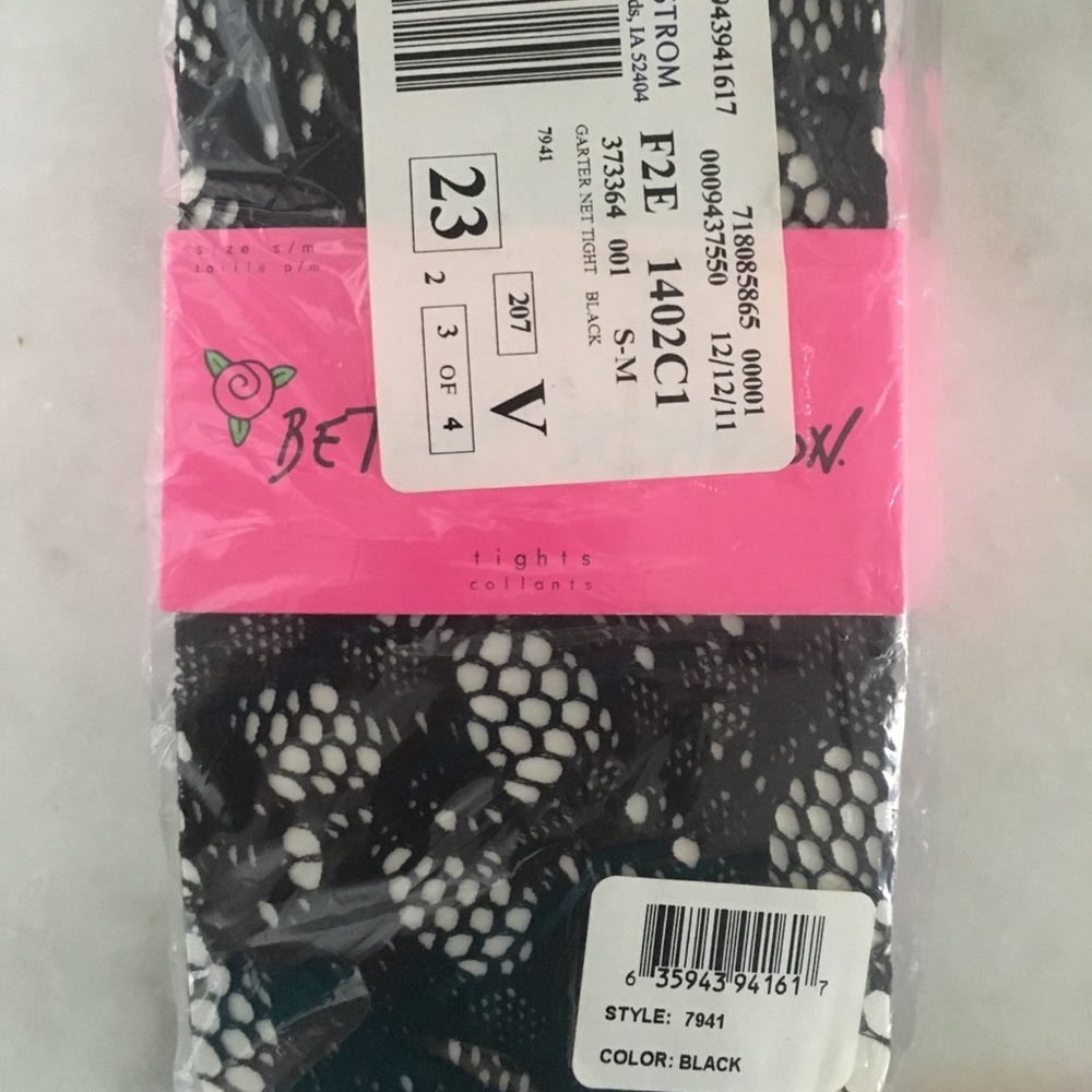 NWT Betsey Johns lace fishnet tights size  s/m